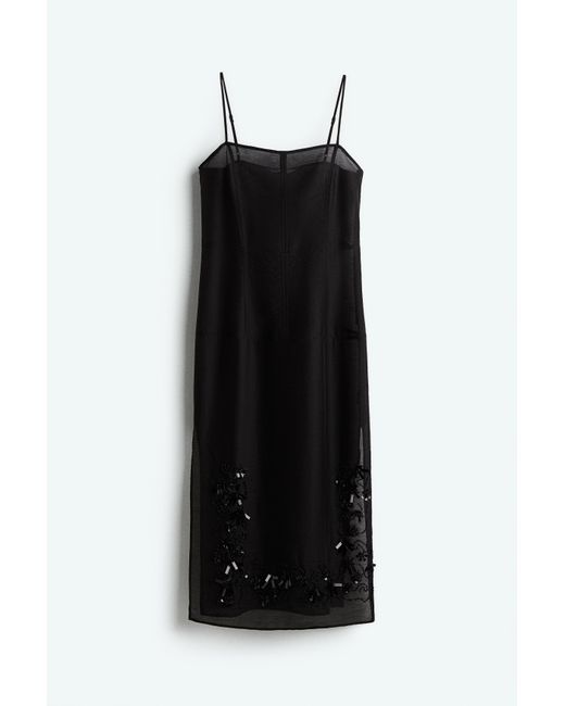 H&M Black Transparentes Kleid mit Verzierungen