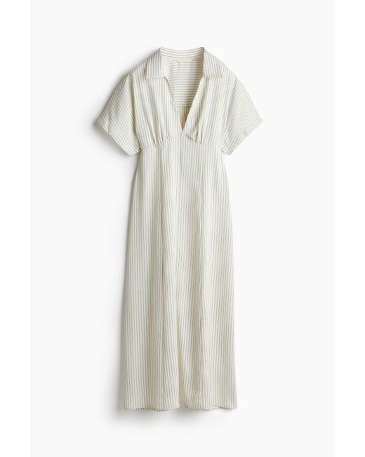 H&M White Blusenkleid aus Twill