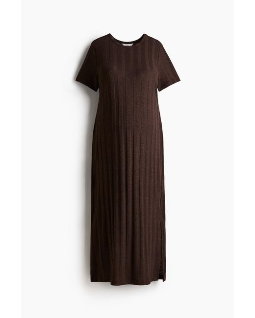 H&M Brown MAMA Geripptes Kleid
