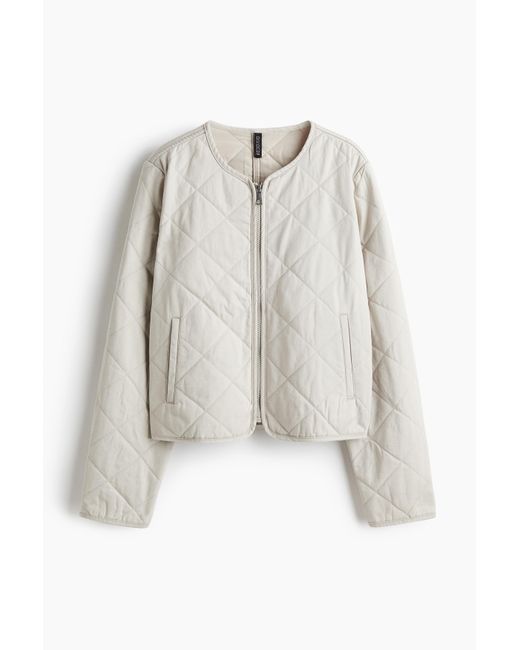 H&M White Gesteppte Baumwolljacke