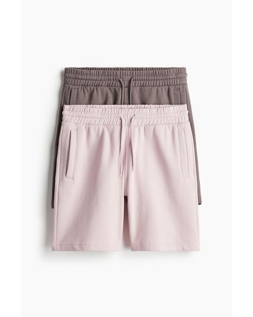 H&M 2-Pack Sweatshorts in Regular Fit in Pink für Herren