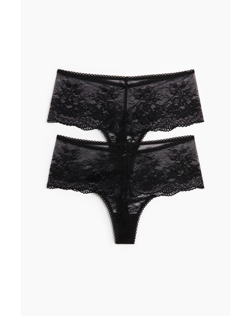 H&M Black 2er-Pack Tangas aus Spitze