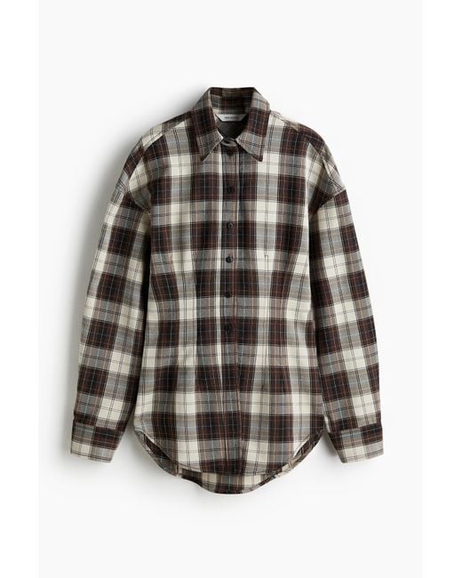 H&M Getailleerde Overhemdblouse Van Twill in het Black