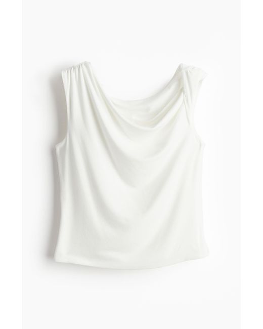 H&M White One-Shoulder-Shirt mit Twistdetail