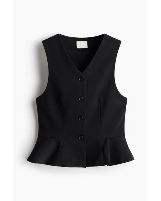 H&M Black V-neck peplum waistcoat