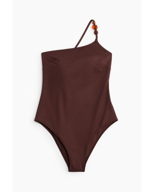 H&M Brown One-Shoulder-Badeanzug mit wattierten Cups