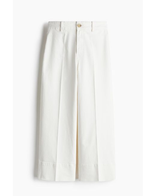 H&M Wide High Cropped Jeans in het White