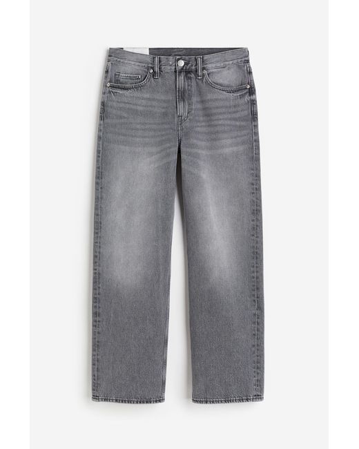 H&M Straight Relaxed High Jeans in Gray für Herren
