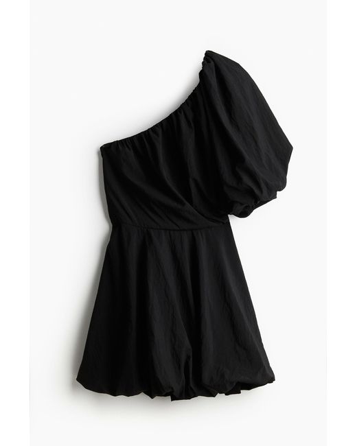 H&M Black One-Shoulder-Kleid mit Ballonrock