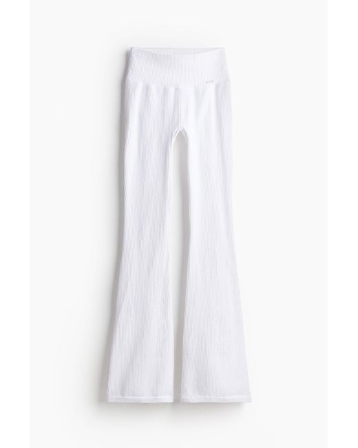 H&M White Ribbed Seamless Flare Tights