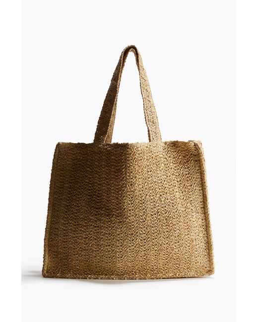 H&M Strooien Shopper in het Brown