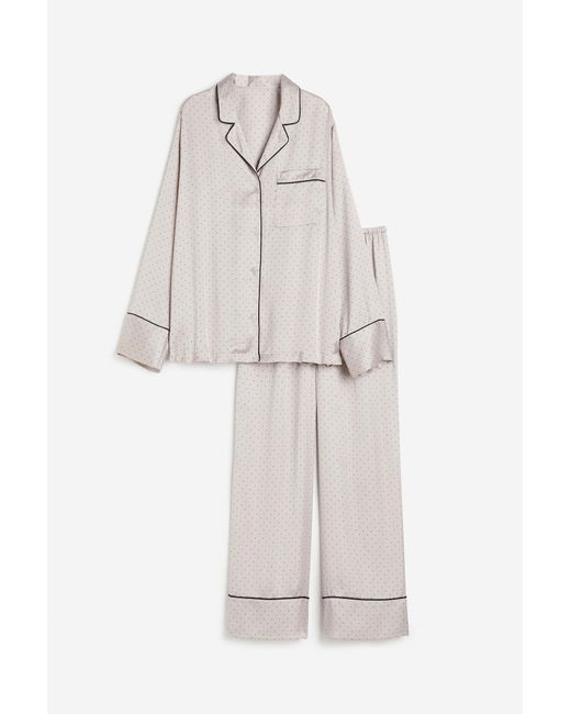 H&M Satijnen Pyjamajasje En -broek in het White