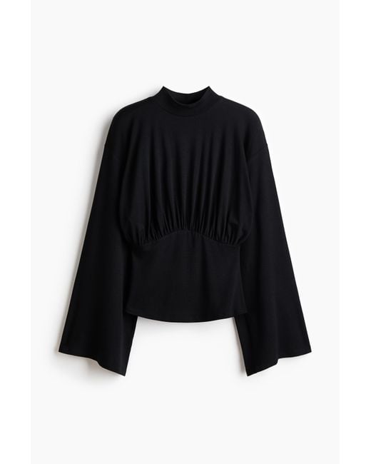 H&M Black Jerseyshirt mit Drapierung
