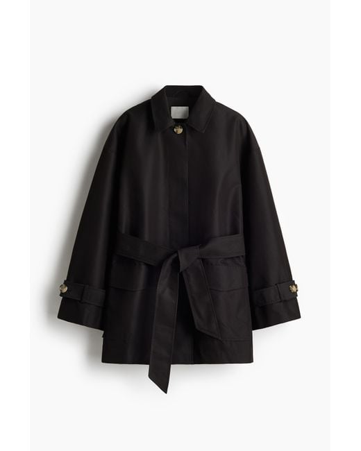 H&M Twill Jack Met Strikceintuur in het Black
