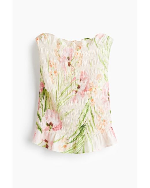 H&M Gesmokte Top in het White