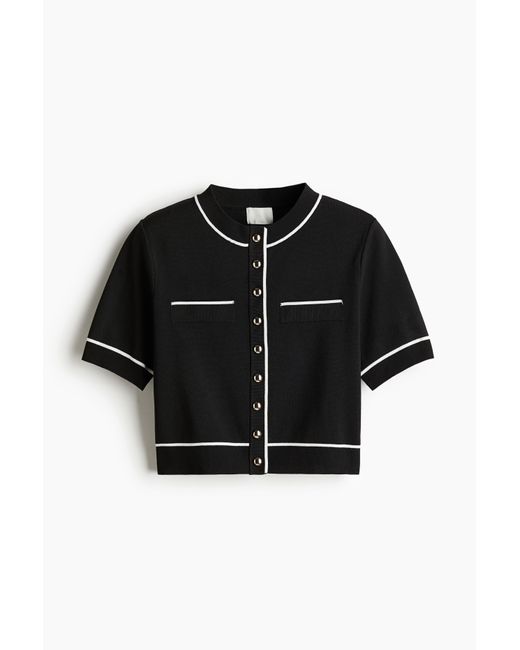 H&M Black Cardigan aus engmaschigem Strick