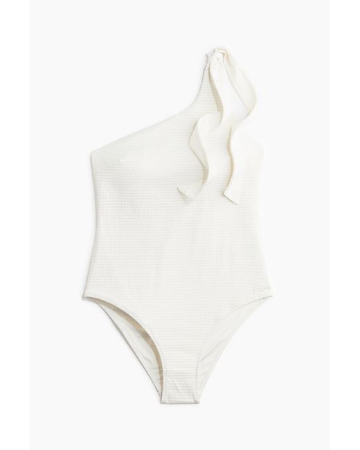 H&M White One-Shoulder-Badeanzug mit wattierten Cups
