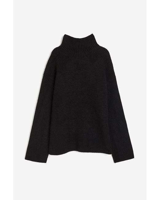 H&M Black Gerippter Pullover mit Turtleneck