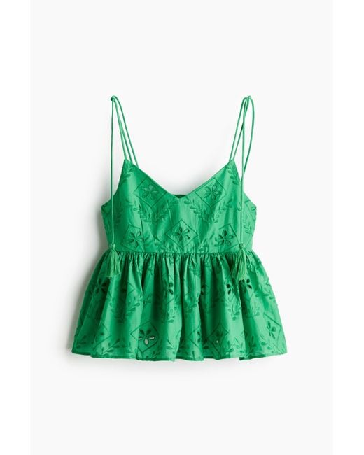 H&M Green Trägertop mit Broderie Anglaise