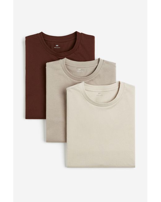 H&M 3er-Pack T-Shirts in Regular Fit in Natural für Herren