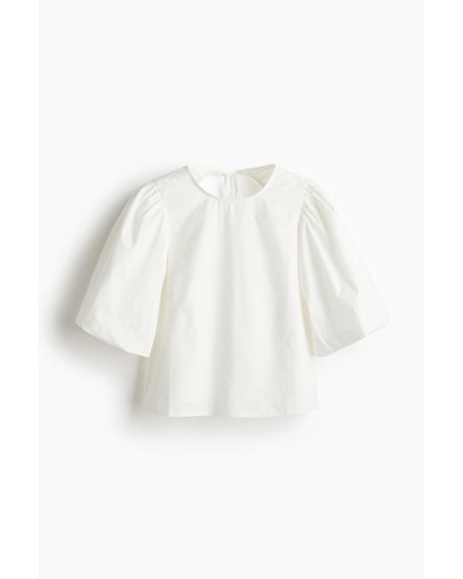 H&M White Bluse mit Puffärmeln