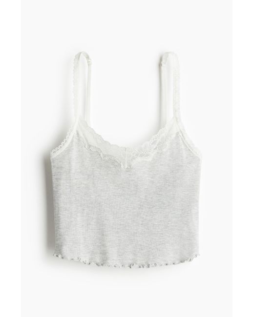 Top À Bretelles Fines En Coton H&M en coloris Blanc Lyst
