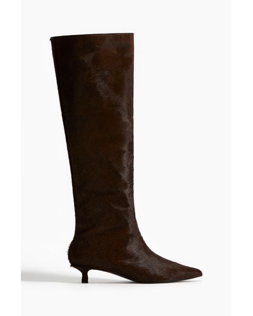 H&M Brown Lederstiefel mit Kitten Heel