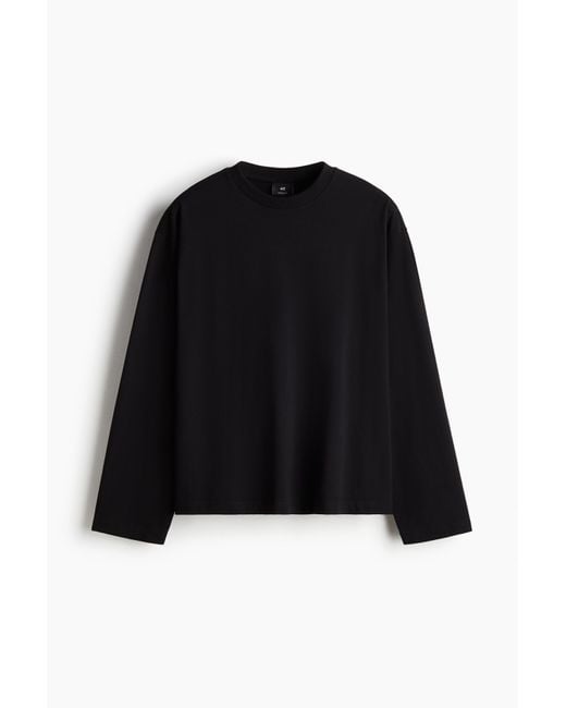 H&M Langarmshirt aus Jersey in Oversize Fit in Black für Herren