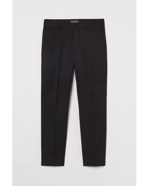 H&M Slim Fit Cropped Trousers in Black for Men | Lyst