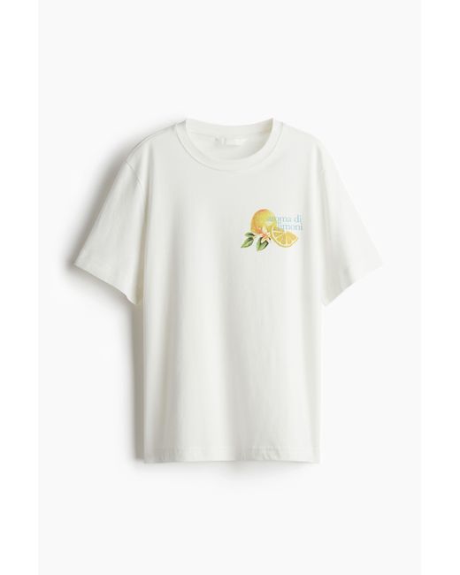 H&M White T-Shirt mit Print