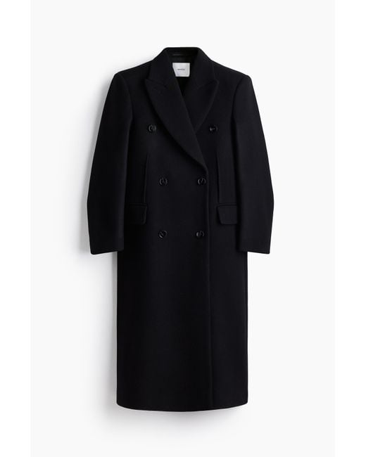 H&M Black Langer Wollmantel