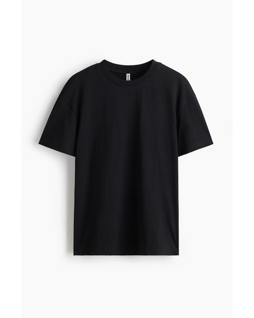H&M Black T-Shirt in Loose Fit