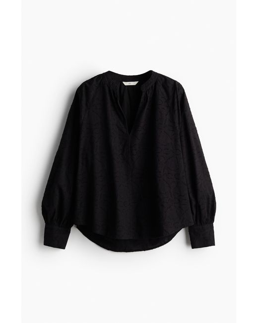 H&M Jacquardgeweven Blouse in het Black