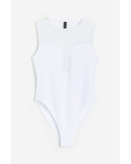 Luxe Octrooi zuiden H&M Mesh-detail Body in White | Lyst