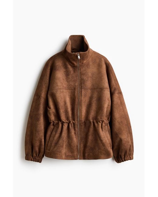 H&M Oversized Jack Met Drawstring in het Brown