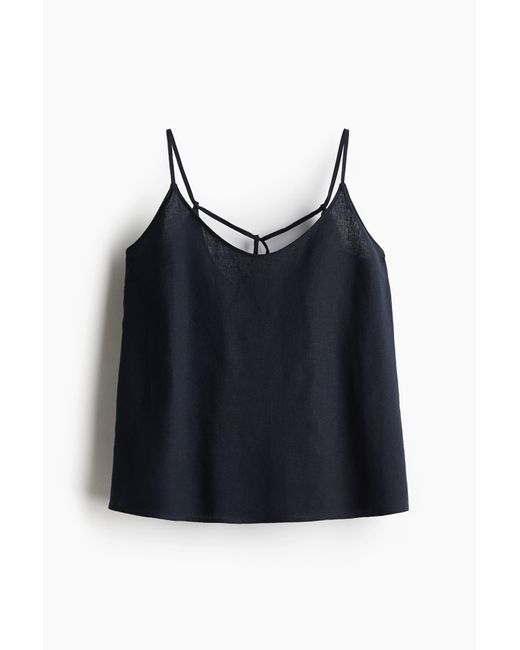 Top à bretelles fines en lin mélangé H&M en coloris Black