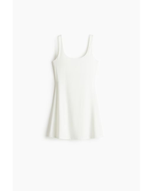 H&M Mouwloze Jurk Van Microvezel in het Wit Lyst NL