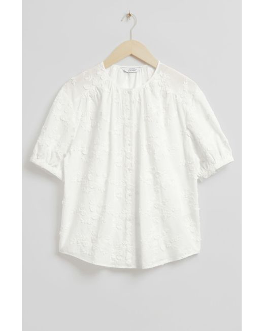 H&M Oversized Cotton Gathered Detail Blouse in White | Lyst Canada
