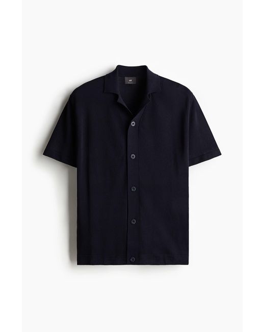 H&M Freizeithemd aus Feinstrick in Regular Fit in Blue für Herren
