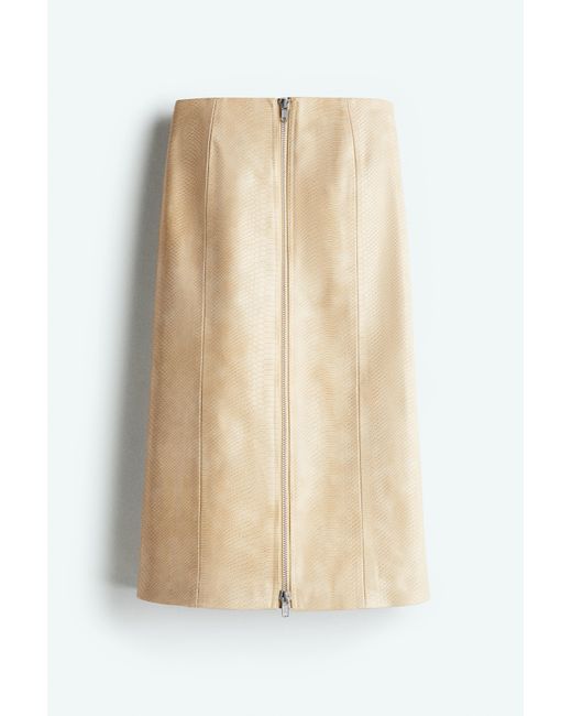 H&M Gecoate Rok Met Rits in het Natural