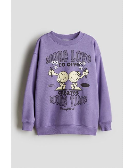 Sweat Oversize Avec Motif Imprimé H&M en coloris Purple