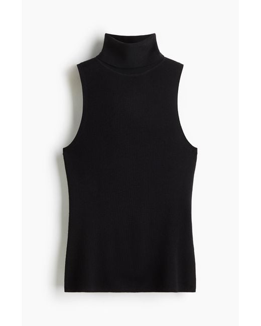 H&M Wollen Top Met Col in het Black