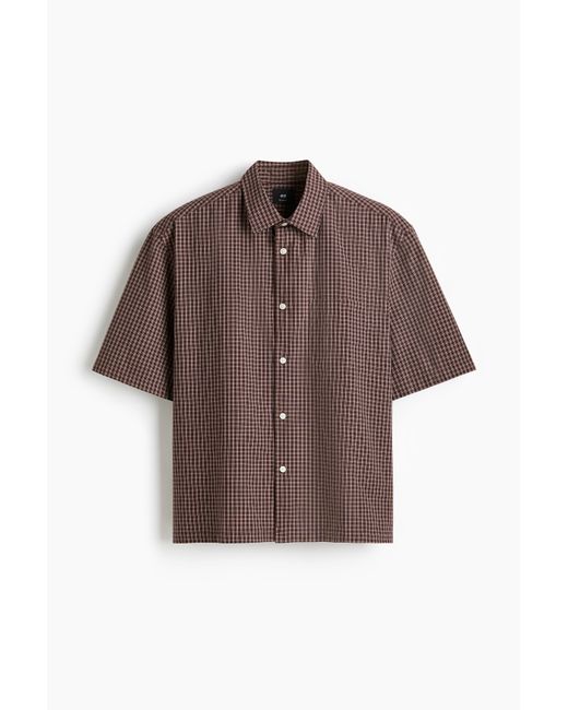 H&M Kurzarmhemd in Relaxed Fit in Brown für Herren