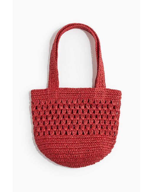H&M Red Tote Bag aus Stroh