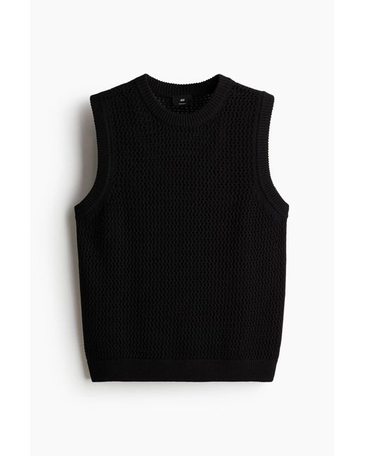 H&M Ajourgebreide Tanktop in het Black voor heren