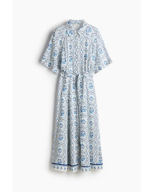 H&M Blue Blusenkleid mit Bindegürtel