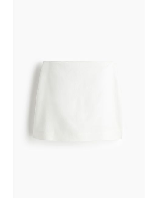 H&M White Miniskort aus Leinenmix