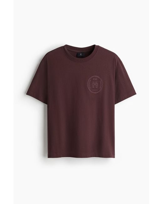 H&M Bedrucktes T-Shirt in Loose Fit in Red für Herren