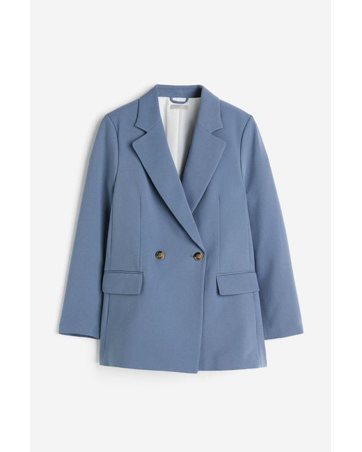 H&M Blue Zweireihiger Blazer in Oversize