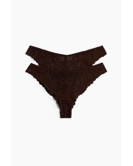 Lot de 2 culottes Brazilian en dentelle H&M en coloris Brown